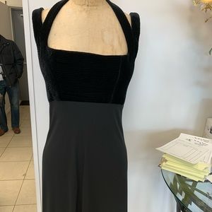 Herve Leger Designer velvet and chiffon cocktail dress